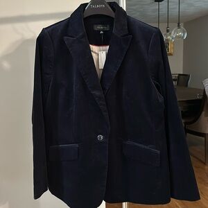 NWT Talbots navy blue velvet blazer sz 14